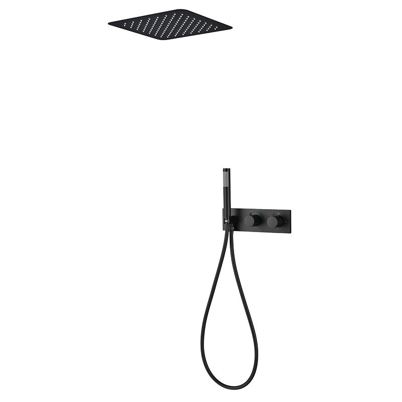 Modern Shower Trim Brass Fixed Shower Head Shower Head Combo Black 2 Clearhalo 'Bathroom Remodel & Bathroom Fixtures' 'Home Improvement' 'home_improvement' 'home_improvement_shower_faucets' 'Shower Faucets & Systems' 'shower_faucets' 'Showers & Bathtubs Plumbing' 'Showers & Bathtubs' 6659937