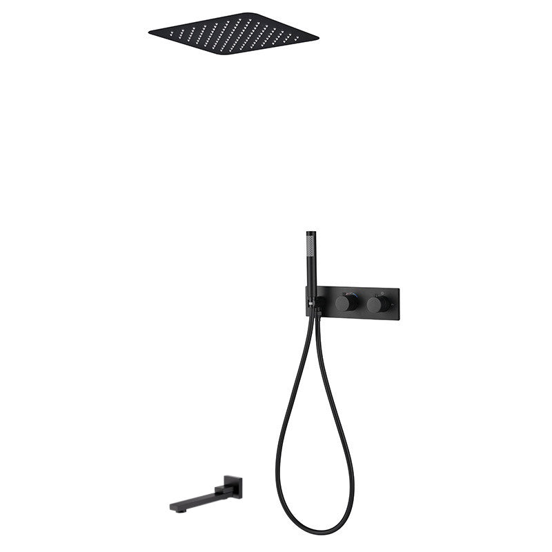 Modern Shower Trim Brass Fixed Shower Head Shower Head Combo Black 3 Clearhalo 'Bathroom Remodel & Bathroom Fixtures' 'Home Improvement' 'home_improvement' 'home_improvement_shower_faucets' 'Shower Faucets & Systems' 'shower_faucets' 'Showers & Bathtubs Plumbing' 'Showers & Bathtubs' 6659938