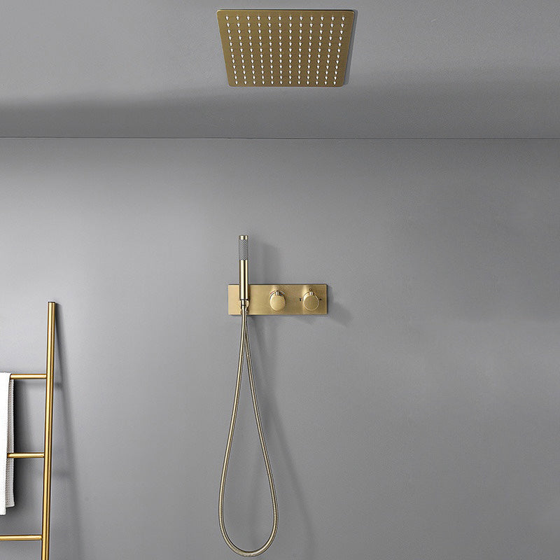 Modern Shower Trim Brass Fixed Shower Head Shower Head Combo Gold 2 Clearhalo 'Bathroom Remodel & Bathroom Fixtures' 'Home Improvement' 'home_improvement' 'home_improvement_shower_faucets' 'Shower Faucets & Systems' 'shower_faucets' 'Showers & Bathtubs Plumbing' 'Showers & Bathtubs' 6659939