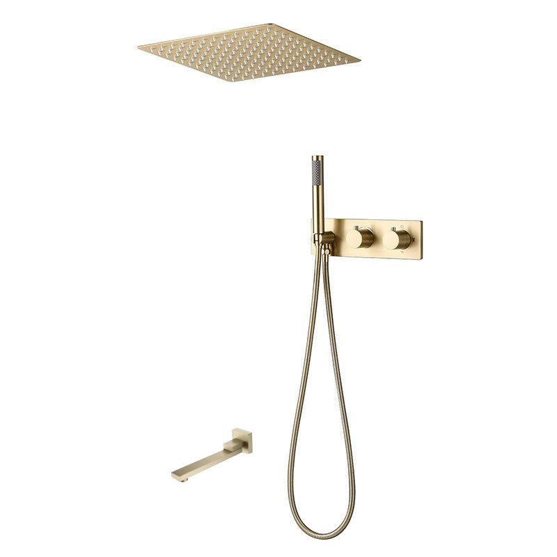 Modern Shower Trim Brass Fixed Shower Head Shower Head Combo Gold 3 Clearhalo 'Bathroom Remodel & Bathroom Fixtures' 'Home Improvement' 'home_improvement' 'home_improvement_shower_faucets' 'Shower Faucets & Systems' 'shower_faucets' 'Showers & Bathtubs Plumbing' 'Showers & Bathtubs' 6659940