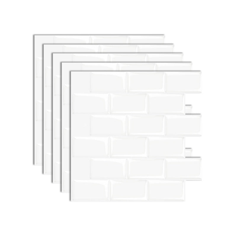 Peel and Stick Subway Tile Waterproof Plastic Rectangle Peel & Stick Tile for Kitchen Gloss White Clearhalo 'Flooring 'Home Improvement' 'home_improvement' 'home_improvement_peel_stick_blacksplash' 'Peel & Stick Backsplash Tile' 'peel_stick_blacksplash' 'Walls & Ceilings' Walls and Ceiling' 6660048