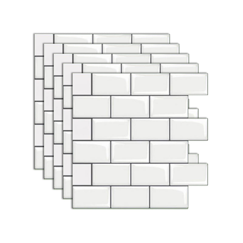 Peel and Stick Subway Tile Waterproof Plastic Rectangle Peel & Stick Tile for Kitchen Textured White Clearhalo 'Flooring 'Home Improvement' 'home_improvement' 'home_improvement_peel_stick_blacksplash' 'Peel & Stick Backsplash Tile' 'peel_stick_blacksplash' 'Walls & Ceilings' Walls and Ceiling' 6660051