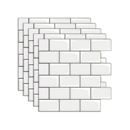 Peel and Stick Subway Tile Waterproof Plastic Rectangle Peel & Stick Tile for Kitchen Textured White Clearhalo 'Flooring 'Home Improvement' 'home_improvement' 'home_improvement_peel_stick_blacksplash' 'Peel & Stick Backsplash Tile' 'peel_stick_blacksplash' 'Walls & Ceilings' Walls and Ceiling' 6660051