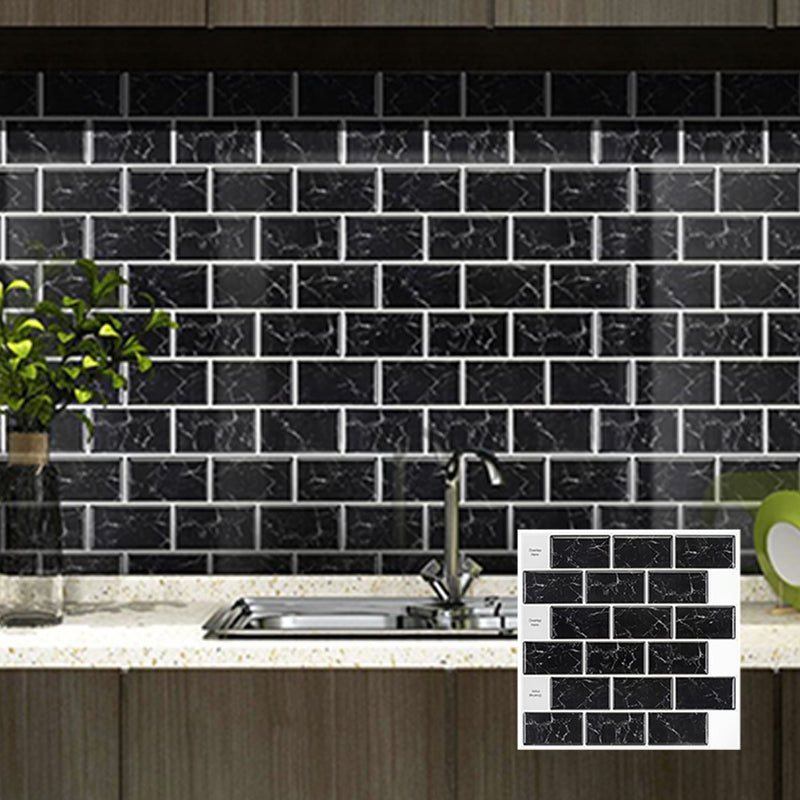 Peel & Stick Subway Tile Plastic Stain Resistant Peel & Stick Subway Tile 5-Pack Black-White 50-Piece Set Clearhalo 'Flooring 'Home Improvement' 'home_improvement' 'home_improvement_peel_stick_blacksplash' 'Peel & Stick Backsplash Tile' 'peel_stick_blacksplash' 'Walls & Ceilings' Walls and Ceiling' 6660101