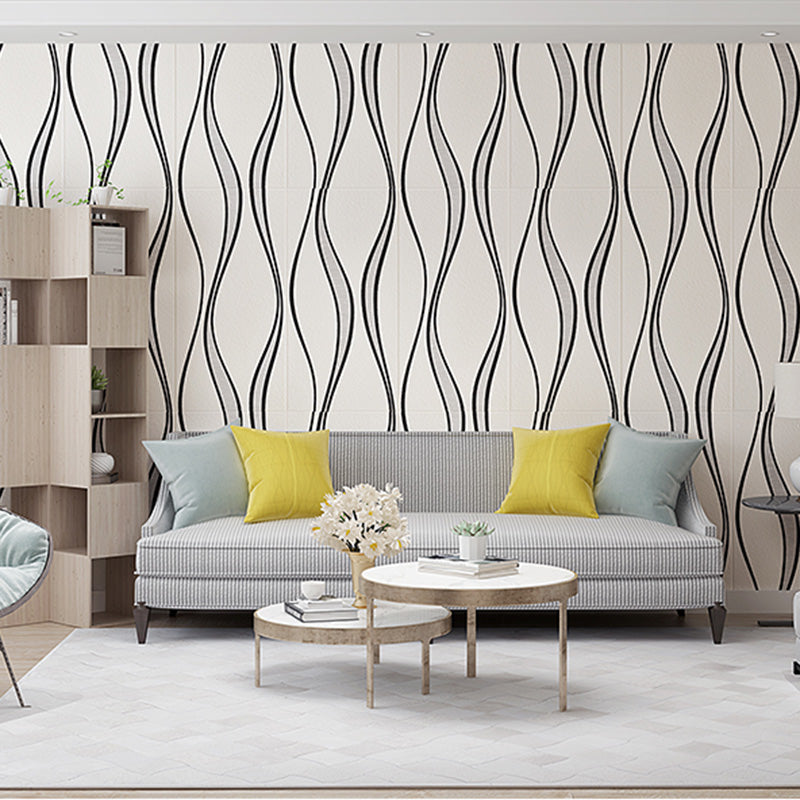 Glam Style Wall Paneling Living Room Peel and Stick 3D Embossed Waterproof Wall Paneling Textured White 100-Piece Set Clearhalo 'Flooring 'Home Improvement' 'home_improvement' 'home_improvement_wall_paneling' 'Wall Paneling' 'wall_paneling' 'Walls & Ceilings' Walls and Ceiling' 6660252