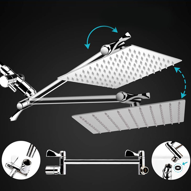 Silver Dual Shower Head 3 Setting Medium Flow Wall-Mount Showerhead Clearhalo 'Bathroom Remodel & Bathroom Fixtures' 'Home Improvement' 'home_improvement' 'home_improvement_shower_heads' 'Shower Heads' 'shower_heads' 'Showers & Bathtubs Plumbing' 'Showers & Bathtubs' 6660694