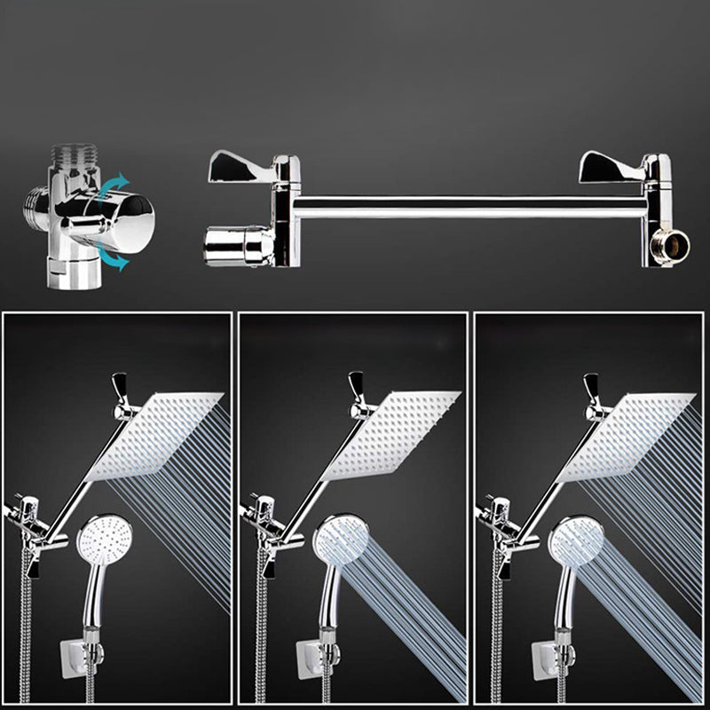 Silver Dual Shower Head 3 Setting Medium Flow Wall-Mount Showerhead Clearhalo 'Bathroom Remodel & Bathroom Fixtures' 'Home Improvement' 'home_improvement' 'home_improvement_shower_heads' 'Shower Heads' 'shower_heads' 'Showers & Bathtubs Plumbing' 'Showers & Bathtubs' 6660696