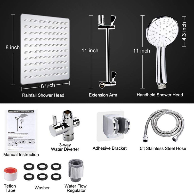 Silver Dual Shower Head 3 Setting Medium Flow Wall-Mount Showerhead Clearhalo 'Bathroom Remodel & Bathroom Fixtures' 'Home Improvement' 'home_improvement' 'home_improvement_shower_heads' 'Shower Heads' 'shower_heads' 'Showers & Bathtubs Plumbing' 'Showers & Bathtubs' 6660700