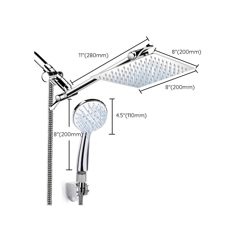 Silver Dual Shower Head 3 Setting Medium Flow Wall-Mount Showerhead Clearhalo 'Bathroom Remodel & Bathroom Fixtures' 'Home Improvement' 'home_improvement' 'home_improvement_shower_heads' 'Shower Heads' 'shower_heads' 'Showers & Bathtubs Plumbing' 'Showers & Bathtubs' 6660706