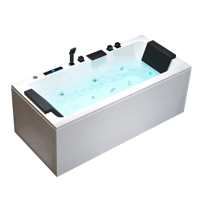 Modern Style Alcove Bath Tub Acrylic Rectangular Bathroom Bathtub with Faucet Massage & Thermostat & Aerator & Chromatherapy Clearhalo 'Bathroom Remodel & Bathroom Fixtures' 'Bathtubs' 'Home Improvement' 'home_improvement' 'home_improvement_bathtubs' 'Showers & Bathtubs' 6662666