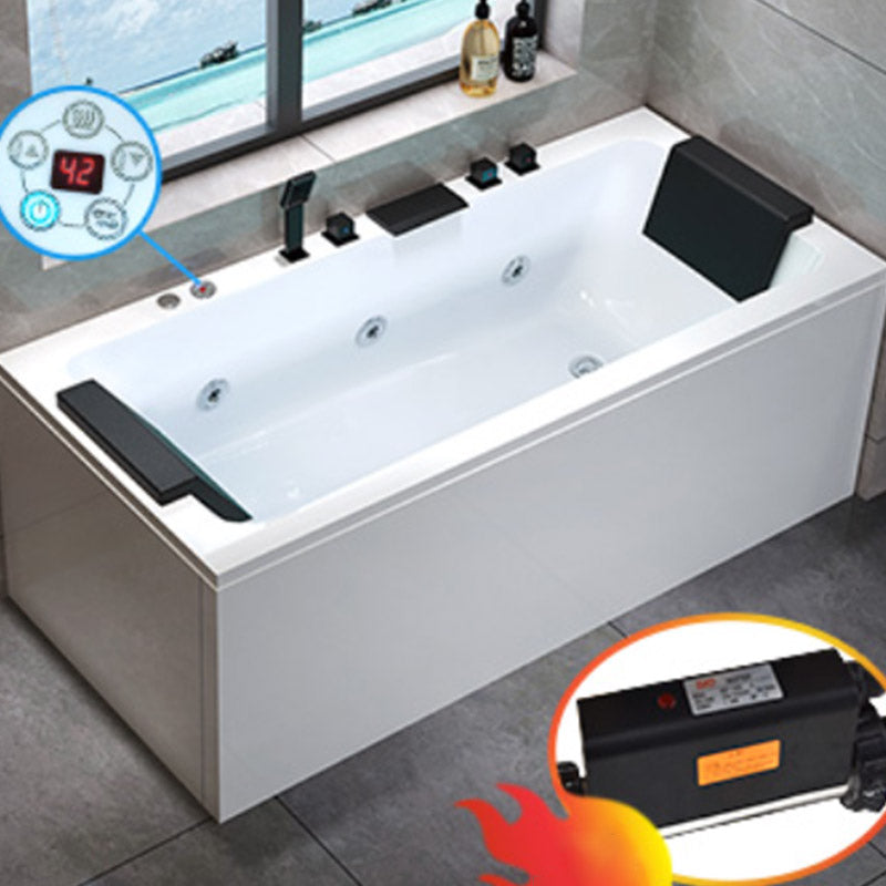 Modern Style Alcove Bath Tub Acrylic Rectangular Bathroom Bathtub with Faucet Massage & Thermostat & Smart Board Clearhalo 'Bathroom Remodel & Bathroom Fixtures' 'Bathtubs' 'Home Improvement' 'home_improvement' 'home_improvement_bathtubs' 'Showers & Bathtubs' 6662668