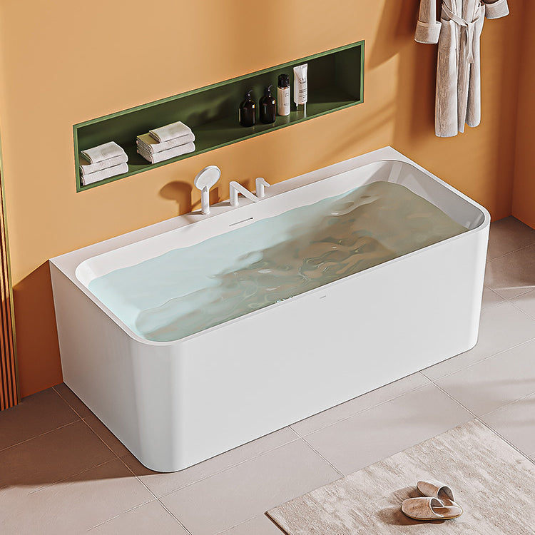 Freestanding Soaking Acrylic Bathtub Modern Rectangle Bathtub in White 51"L x 27.5"W x 24"H Tub with Deck Faucets Clearhalo 'Bathroom Remodel & Bathroom Fixtures' 'Bathtubs' 'Home Improvement' 'home_improvement' 'home_improvement_bathtubs' 'Showers & Bathtubs' 6662686