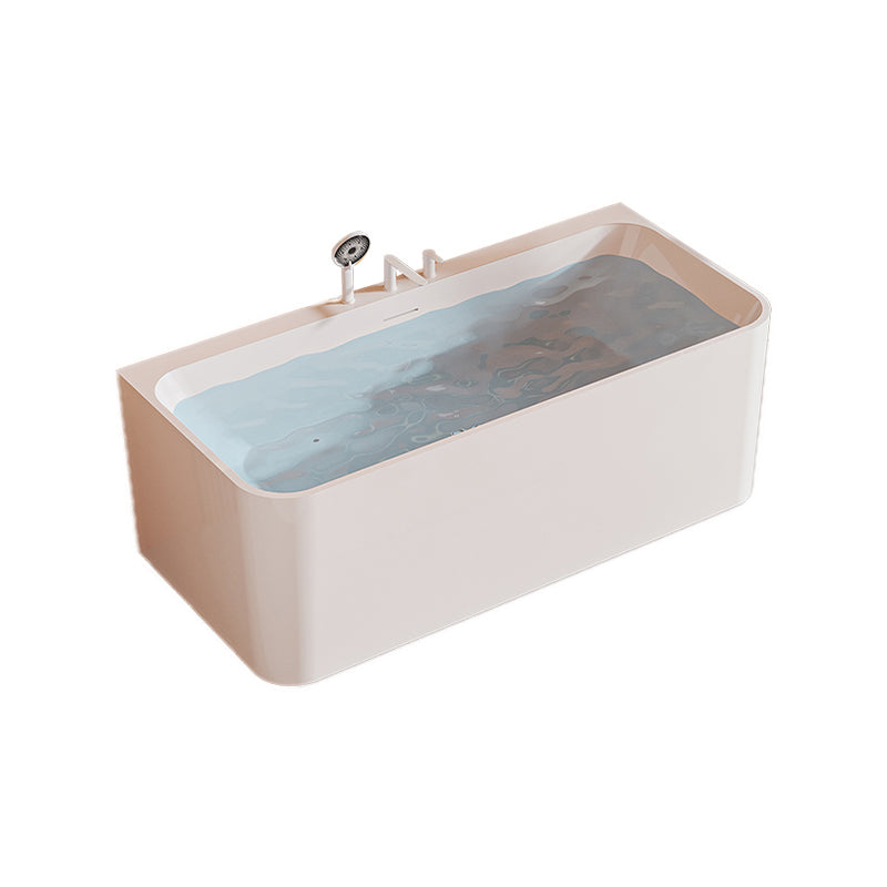 Freestanding Soaking Acrylic Bathtub Modern Rectangle Bathtub in White Tub with Deck Faucets Clearhalo 'Bathroom Remodel & Bathroom Fixtures' 'Bathtubs' 'Home Improvement' 'home_improvement' 'home_improvement_bathtubs' 'Showers & Bathtubs' 6662687