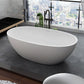 Modern Stone Ellipse Bathtub Freestand Soaking Bathtub with Drain Bath Tub Matte White 55"L x 31"W x 22"H 1\ (2.5cm) Clearhalo 'Bathroom Remodel & Bathroom Fixtures' 'Bathtubs' 'Home Improvement' 'home_improvement' 'home_improvement_bathtubs' 'Showers & Bathtubs' 6662709