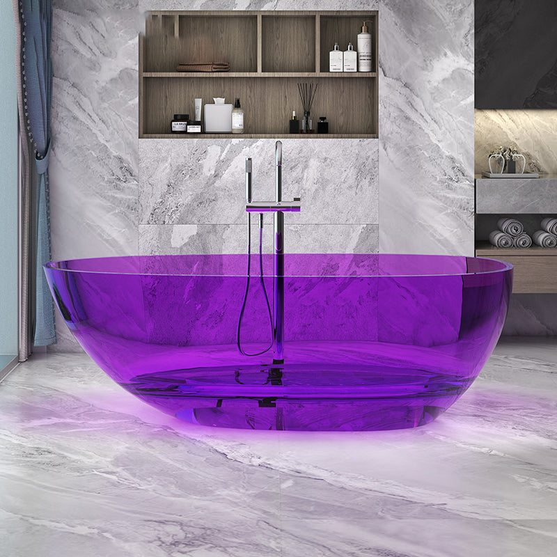 Modern Ellipse Bathtub Freestand Soaking Bathtub with Drain Bath Tub Purple Clearhalo 'Bathroom Remodel & Bathroom Fixtures' 'Bathtubs' 'Home Improvement' 'home_improvement' 'home_improvement_bathtubs' 'Showers & Bathtubs' 6662767