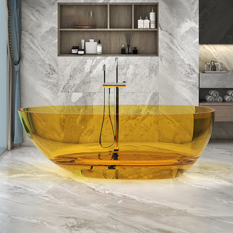 Modern Ellipse Bathtub Freestand Soaking Bathtub with Drain Bath Tub Orange Clearhalo 'Bathroom Remodel & Bathroom Fixtures' 'Bathtubs' 'Home Improvement' 'home_improvement' 'home_improvement_bathtubs' 'Showers & Bathtubs' 6662773