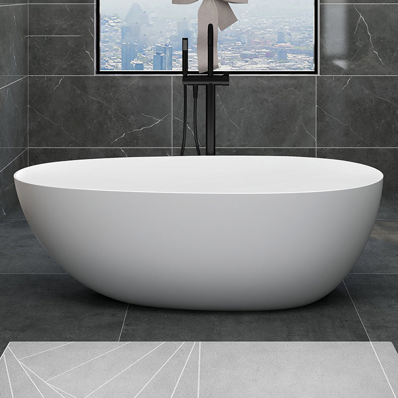 Modern Ellipse Bathtub Freestand Soaking Bathtub with Drain Bath Tub Matte White Clearhalo 'Bathroom Remodel & Bathroom Fixtures' 'Bathtubs' 'Home Improvement' 'home_improvement' 'home_improvement_bathtubs' 'Showers & Bathtubs' 6662775