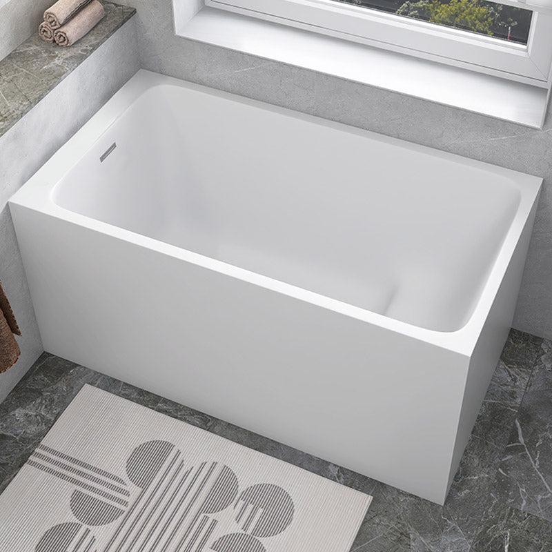 Modern White Acrylic Rectangle Bathtub Back to Wall with Drain Bath Tub 43"L x 28"W x 24"H Left Tub Clearhalo 'Bathroom Remodel & Bathroom Fixtures' 'Bathtubs' 'Home Improvement' 'home_improvement' 'home_improvement_bathtubs' 'Showers & Bathtubs' 6662785