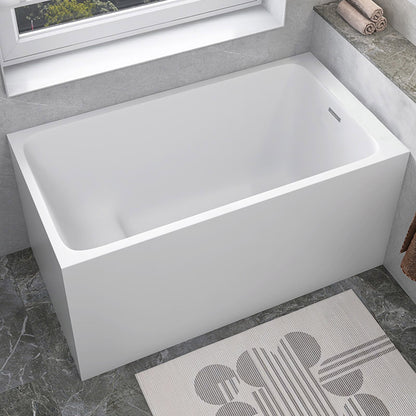 Modern White Acrylic Rectangle Bathtub Back to Wall with Drain Bath Tub Right Tub Clearhalo 'Bathroom Remodel & Bathroom Fixtures' 'Bathtubs' 'Home Improvement' 'home_improvement' 'home_improvement_bathtubs' 'Showers & Bathtubs' 6662788