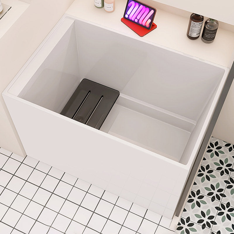 Modern White Acrylic Rectangle Bathtub Back to Wall with Drain Bath Tub 39"L x 27"W x 29"H Left Tub Clearhalo 'Bathroom Remodel & Bathroom Fixtures' 'Bathtubs' 'Home Improvement' 'home_improvement' 'home_improvement_bathtubs' 'Showers & Bathtubs' 6662791