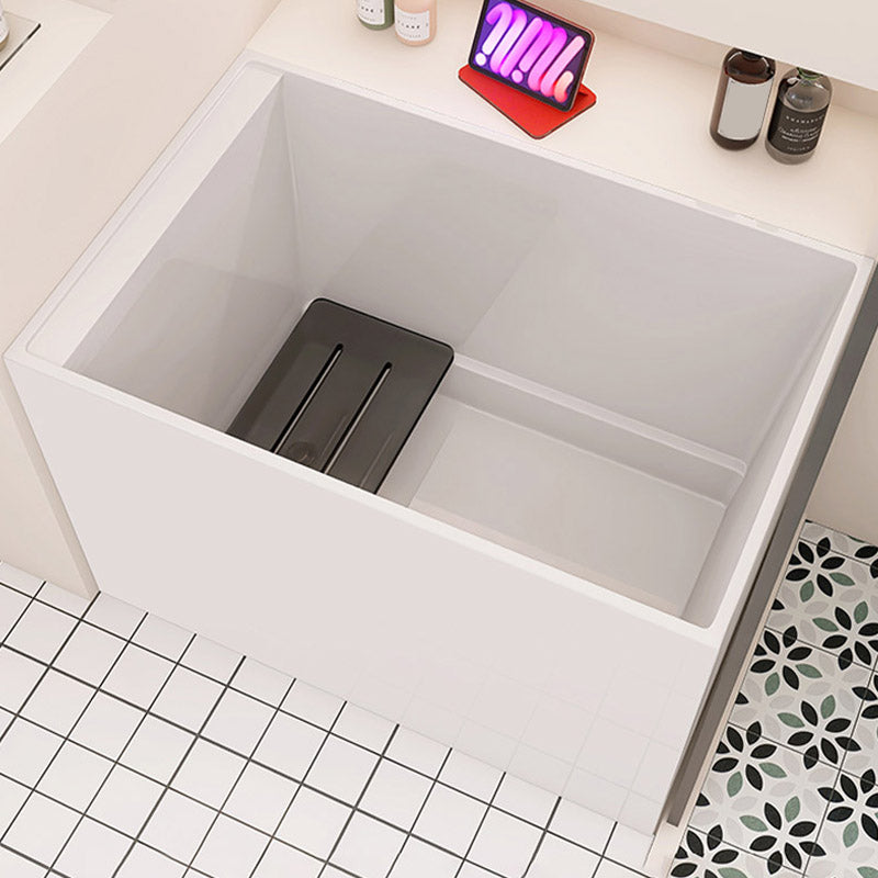 Modern White Acrylic Rectangle Bathtub Back to Wall with Drain Bath Tub Left Tub Clearhalo 'Bathroom Remodel & Bathroom Fixtures' 'Bathtubs' 'Home Improvement' 'home_improvement' 'home_improvement_bathtubs' 'Showers & Bathtubs' 6662798