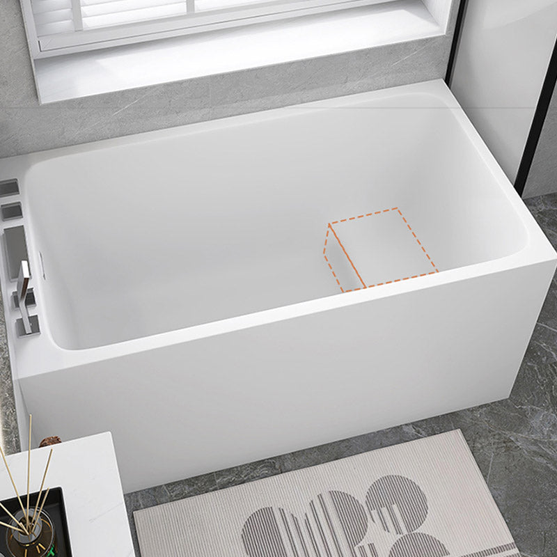 Modern White Acrylic Rectangle Bathtub Back to Wall with Drain Bath Tub Clearhalo 'Bathroom Remodel & Bathroom Fixtures' 'Bathtubs' 'Home Improvement' 'home_improvement' 'home_improvement_bathtubs' 'Showers & Bathtubs' 6662807