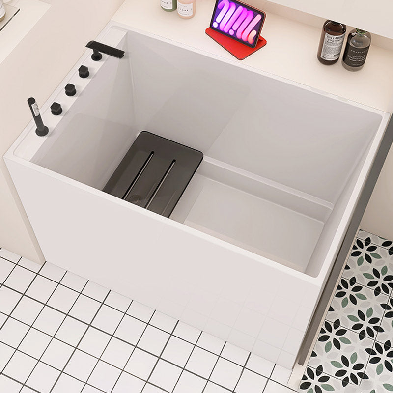 Modern White Acrylic Rectangle Bathtub Back to Wall with Drain Bath Tub Clearhalo 'Bathroom Remodel & Bathroom Fixtures' 'Bathtubs' 'Home Improvement' 'home_improvement' 'home_improvement_bathtubs' 'Showers & Bathtubs' 6662808