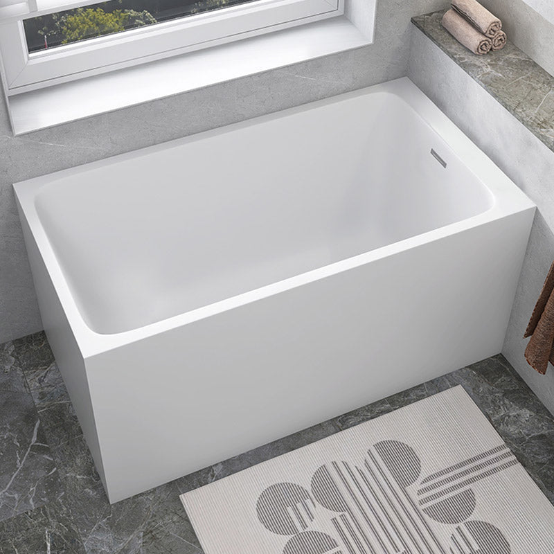 Modern White Acrylic Rectangle Bathtub Back to Wall with Drain Bath Tub Clearhalo 'Bathroom Remodel & Bathroom Fixtures' 'Bathtubs' 'Home Improvement' 'home_improvement' 'home_improvement_bathtubs' 'Showers & Bathtubs' 6662809
