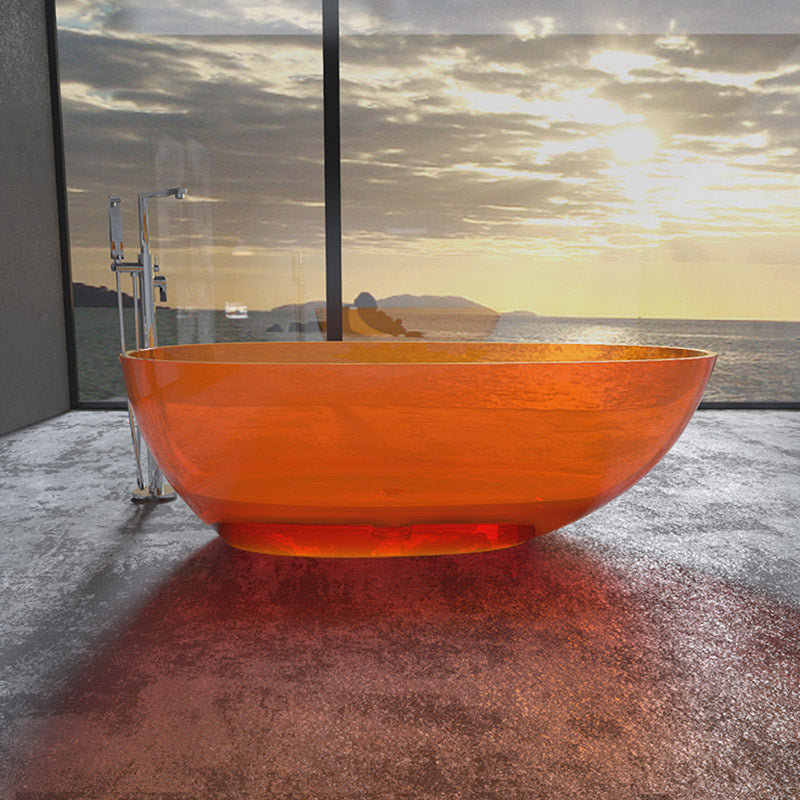 Modern Ellipse Bathtub Acrylic Freestand Soaking Bathtub with Drain Bath Tub Clearhalo 'Bathroom Remodel & Bathroom Fixtures' 'Bathtubs' 'Home Improvement' 'home_improvement' 'home_improvement_bathtubs' 'Showers & Bathtubs' 6662844