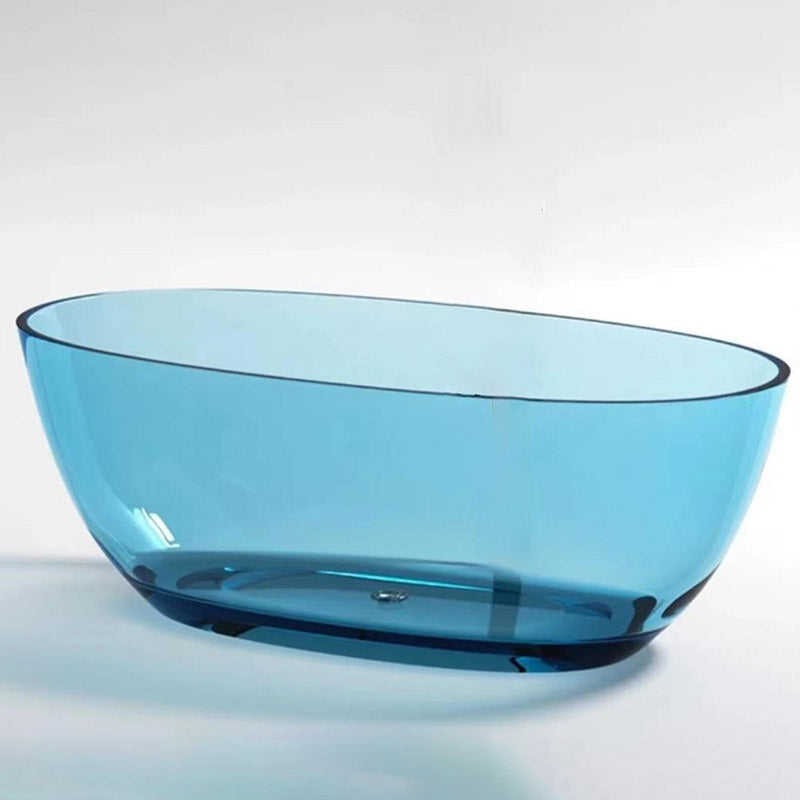 Modern Ellipse Bathtub Acrylic Freestand Soaking Bathtub with Drain Bath Tub Lake Blue Clearhalo 'Bathroom Remodel & Bathroom Fixtures' 'Bathtubs' 'Home Improvement' 'home_improvement' 'home_improvement_bathtubs' 'Showers & Bathtubs' 6662845