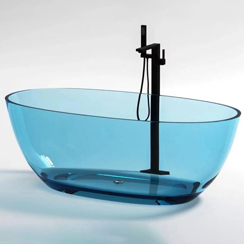 Modern Ellipse Bathtub Acrylic Freestand Soaking Bathtub with Drain Bath Tub Clearhalo 'Bathroom Remodel & Bathroom Fixtures' 'Bathtubs' 'Home Improvement' 'home_improvement' 'home_improvement_bathtubs' 'Showers & Bathtubs' 6662852