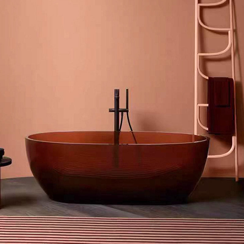 Modern Ellipse Bathtub Acrylic Freestand Soaking Bathtub with Drain Bath Tub Clearhalo 'Bathroom Remodel & Bathroom Fixtures' 'Bathtubs' 'Home Improvement' 'home_improvement' 'home_improvement_bathtubs' 'Showers & Bathtubs' 6662853