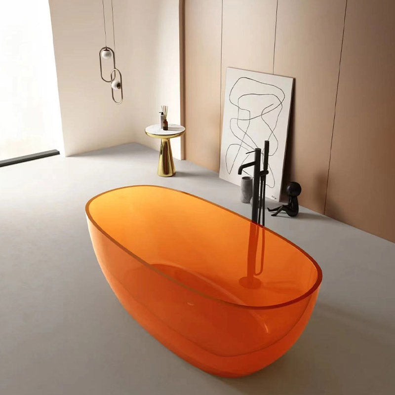 Modern Ellipse Bathtub Acrylic Freestand Soaking Bathtub with Drain Bath Tub Clearhalo 'Bathroom Remodel & Bathroom Fixtures' 'Bathtubs' 'Home Improvement' 'home_improvement' 'home_improvement_bathtubs' 'Showers & Bathtubs' 6662854