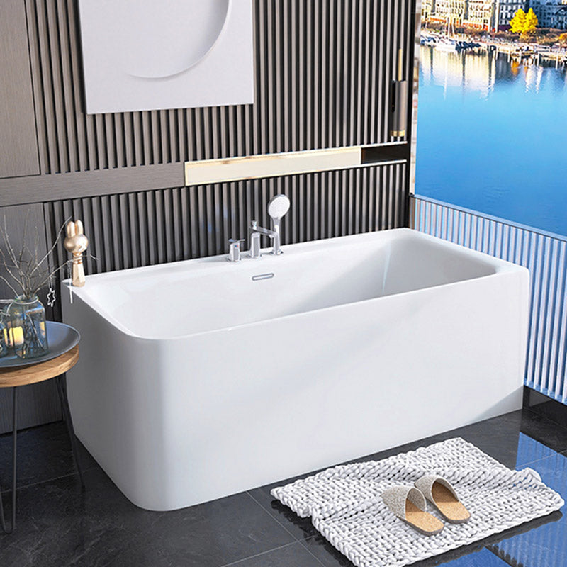 Modern Acrylic Rectangle Bathtub Soaking Back to Wall Bathtub with Drain and Overflow Trim 59"L x 31"W x 24"H Left Clearhalo 'Bathroom Remodel & Bathroom Fixtures' 'Bathtubs' 'Home Improvement' 'home_improvement' 'home_improvement_bathtubs' 'Showers & Bathtubs' 6662888