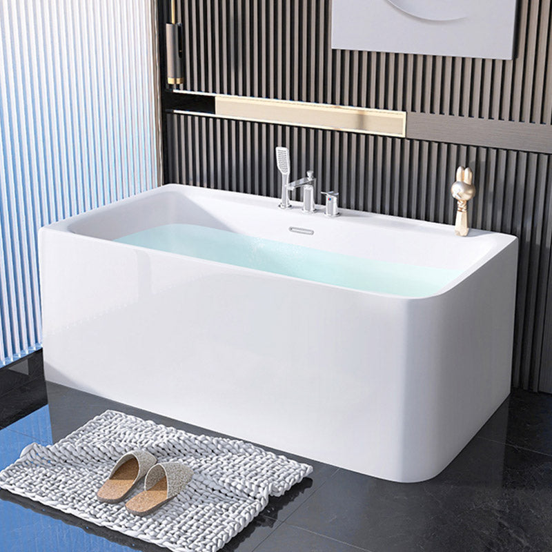 Modern Acrylic Rectangle Bathtub Soaking Back to Wall Bathtub with Drain and Overflow Trim 59"L x 31"W x 24"H Right Clearhalo 'Bathroom Remodel & Bathroom Fixtures' 'Bathtubs' 'Home Improvement' 'home_improvement' 'home_improvement_bathtubs' 'Showers & Bathtubs' 6662890