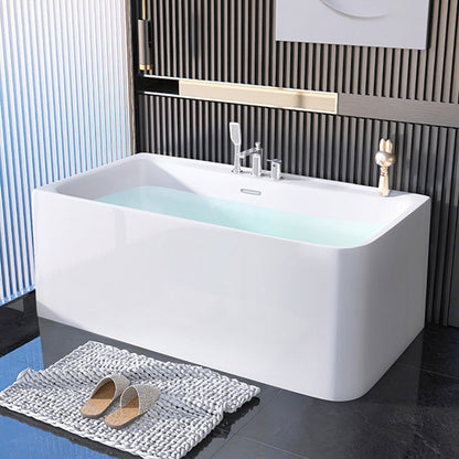 Modern Acrylic Rectangle Bathtub Soaking Back to Wall Bathtub with Drain and Overflow Trim 59"L x 31"W x 24"H Right Clearhalo 'Bathroom Remodel & Bathroom Fixtures' 'Bathtubs' 'Home Improvement' 'home_improvement' 'home_improvement_bathtubs' 'Showers & Bathtubs' 6662890