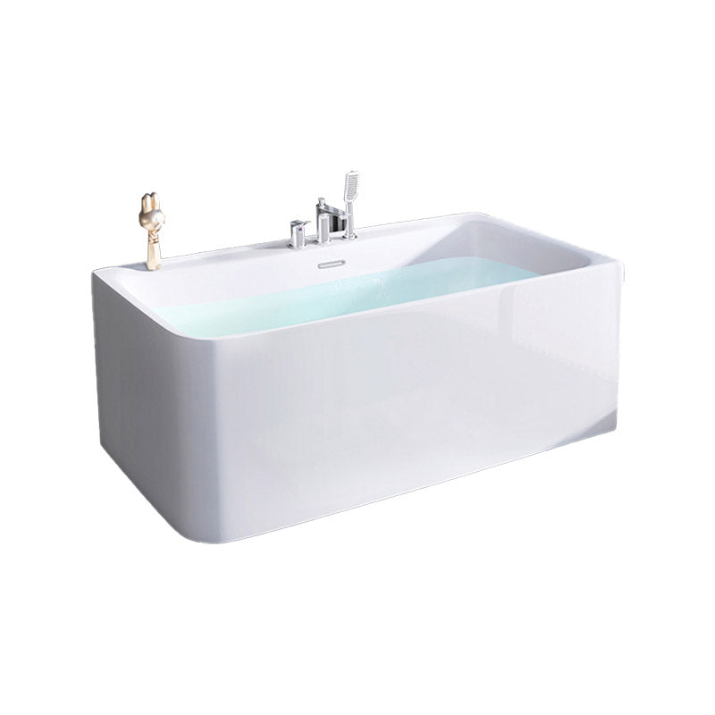 Modern Acrylic Rectangle Bathtub Soaking Back to Wall Bathtub with Drain and Overflow Trim Clearhalo 'Bathroom Remodel & Bathroom Fixtures' 'Bathtubs' 'Home Improvement' 'home_improvement' 'home_improvement_bathtubs' 'Showers & Bathtubs' 6662894