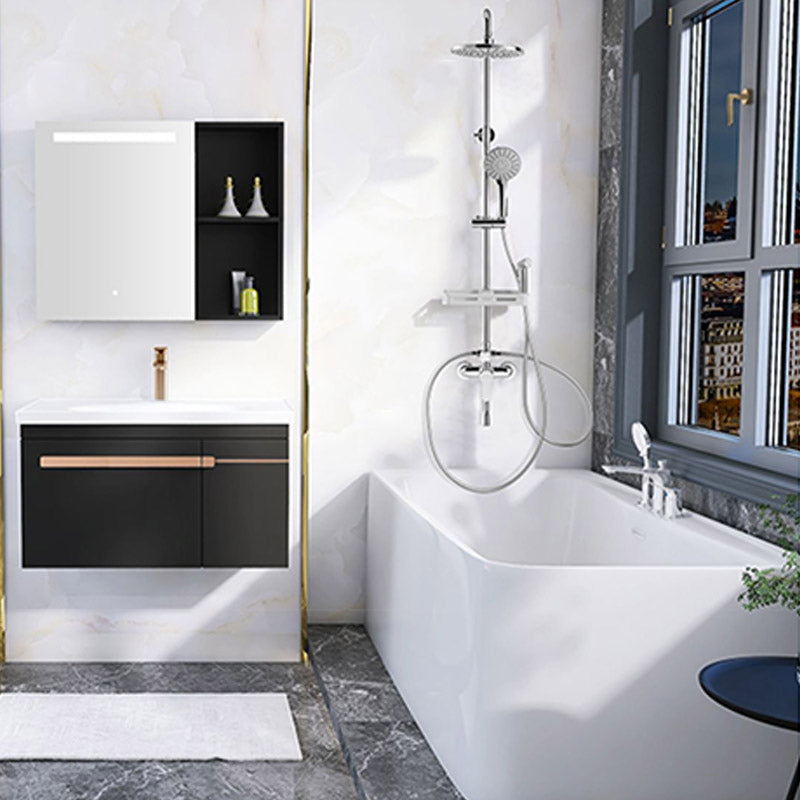 Modern Acrylic Rectangle Bathtub Soaking Back to Wall Bathtub with Drain and Overflow Trim Clearhalo 'Bathroom Remodel & Bathroom Fixtures' 'Bathtubs' 'Home Improvement' 'home_improvement' 'home_improvement_bathtubs' 'Showers & Bathtubs' 6662900