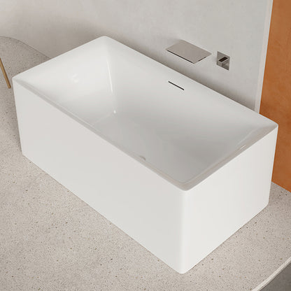 Modern Acrylic Freestanding Bathtub Soaking Tub without Faucet Holes 63"L x 28"W x 20"H Clearhalo 'Bathroom Remodel & Bathroom Fixtures' 'Bathtubs' 'Home Improvement' 'home_improvement' 'home_improvement_bathtubs' 'Showers & Bathtubs' 6662907
