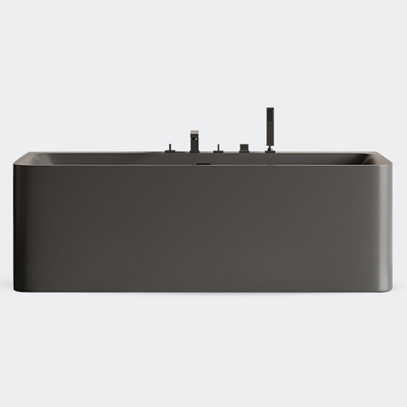 Modern Stone Soaking Bathtub Rectangle Back to Wall Bathtub With Faucet Black Clearhalo 'Bathroom Remodel & Bathroom Fixtures' 'Bathtubs' 'Home Improvement' 'home_improvement' 'home_improvement_bathtubs' 'Showers & Bathtubs' 6662919