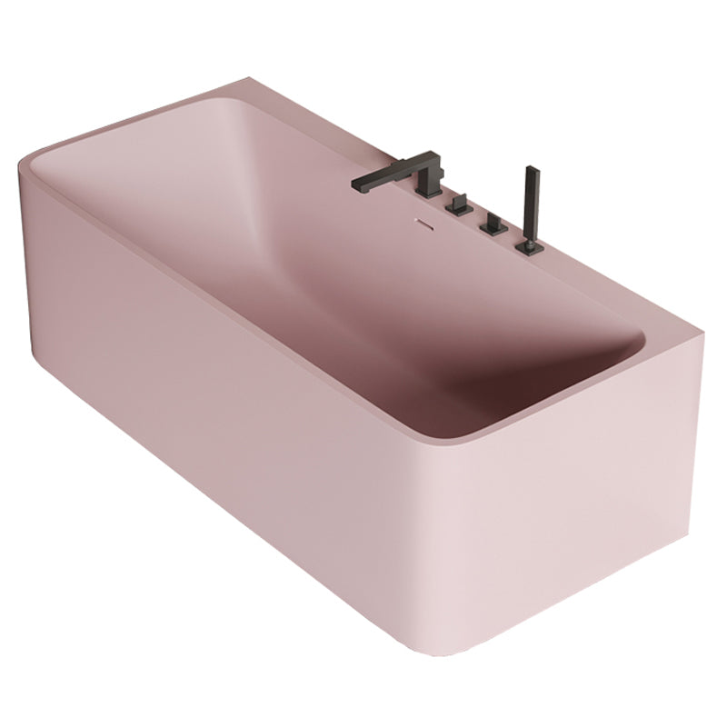 Modern Stone Soaking Bathtub Rectangle Back to Wall Bathtub With Faucet Clearhalo 'Bathroom Remodel & Bathroom Fixtures' 'Bathtubs' 'Home Improvement' 'home_improvement' 'home_improvement_bathtubs' 'Showers & Bathtubs' 6662927