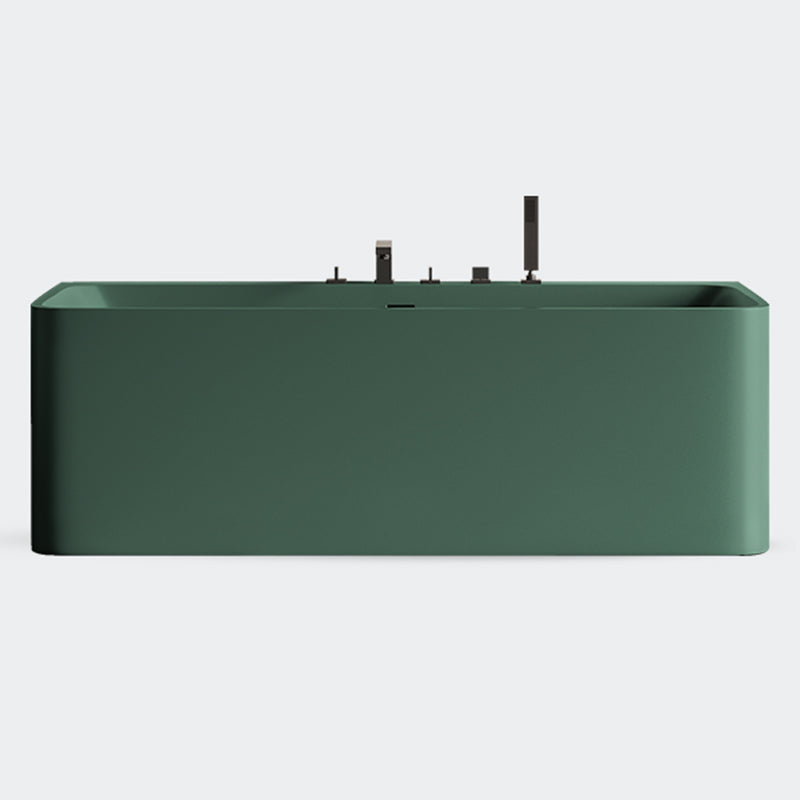 Modern Stone Soaking Bathtub Rectangle Back to Wall Bathtub With Faucet Green Clearhalo 'Bathroom Remodel & Bathroom Fixtures' 'Bathtubs' 'Home Improvement' 'home_improvement' 'home_improvement_bathtubs' 'Showers & Bathtubs' 6662928