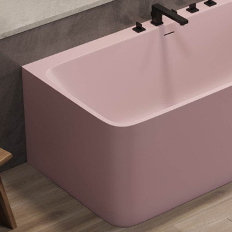 Modern Stone Soaking Bathtub Rectangle Back to Wall Bathtub With Faucet Clearhalo 'Bathroom Remodel & Bathroom Fixtures' 'Bathtubs' 'Home Improvement' 'home_improvement' 'home_improvement_bathtubs' 'Showers & Bathtubs' 6662929