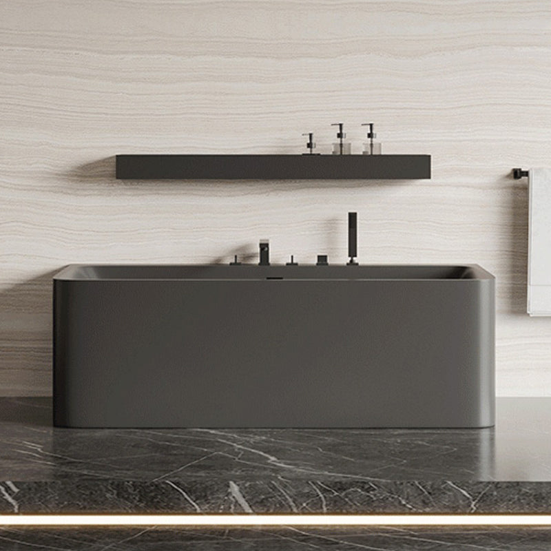 Modern Stone Soaking Bathtub Rectangle Back to Wall Bathtub With Faucet Clearhalo 'Bathroom Remodel & Bathroom Fixtures' 'Bathtubs' 'Home Improvement' 'home_improvement' 'home_improvement_bathtubs' 'Showers & Bathtubs' 6662934