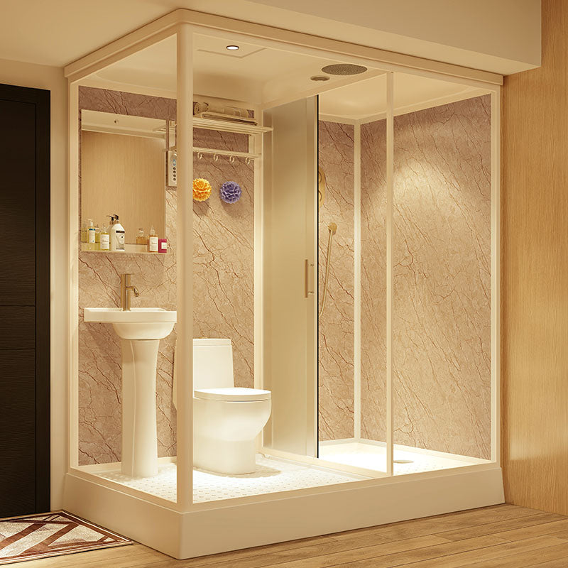 Contemporary Shower Stall Frosted Rectangle Framed Shower Stall with Ceiling Clearhalo 'Bathroom Remodel & Bathroom Fixtures' 'Home Improvement' 'home_improvement' 'home_improvement_shower_stalls_enclosures' 'Shower Stalls & Enclosures' 'shower_stalls_enclosures' 'Showers & Bathtubs' 6664519