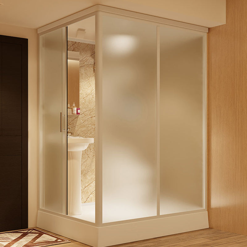 Contemporary Shower Stall Frosted Rectangle Framed Shower Stall with Ceiling 63"L x 47"W x 85"H Sided Opening Frosted Glass Clearhalo 'Bathroom Remodel & Bathroom Fixtures' 'Home Improvement' 'home_improvement' 'home_improvement_shower_stalls_enclosures' 'Shower Stalls & Enclosures' 'shower_stalls_enclosures' 'Showers & Bathtubs' 6664535