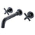 Glam Centerset Faucet Brass Cross Handles 3 Holes Wall Mounted Bathroom Faucet Black Clearhalo 'Bathroom Remodel & Bathroom Fixtures' 'Bathroom Sink Faucets' 'Bathroom Sinks & Faucet Components' 'bathroom_sink_faucets' 'Home Improvement' 'home_improvement' 'home_improvement_bathroom_sink_faucets' 6667071