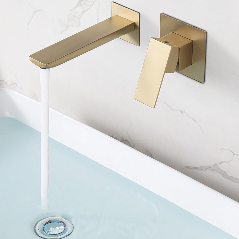 Modern Wall Mounted Bathroom Faucet Copper Low Arc Vessel Faucet for Bathroom Clearhalo 'Bathroom Remodel & Bathroom Fixtures' 'Bathroom Sink Faucets' 'Bathroom Sinks & Faucet Components' 'bathroom_sink_faucets' 'Home Improvement' 'home_improvement' 'home_improvement_bathroom_sink_faucets' 6667095