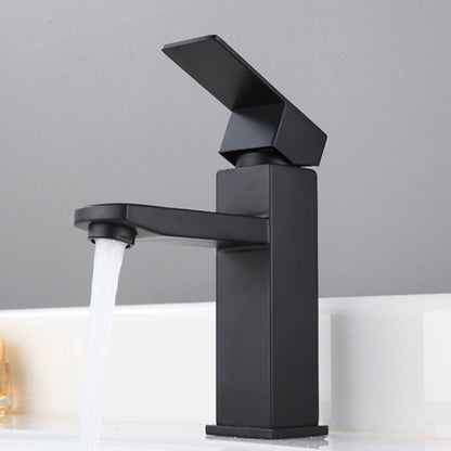 Modern Lavatory Faucet Centerset Bathroom Sink Faucet in Black 7.1" Supply Line Not Included Clearhalo 'Bathroom Remodel & Bathroom Fixtures' 'Bathroom Sink Faucets' 'Bathroom Sinks & Faucet Components' 'bathroom_sink_faucets' 'Home Improvement' 'home_improvement' 'home_improvement_bathroom_sink_faucets' 6667141