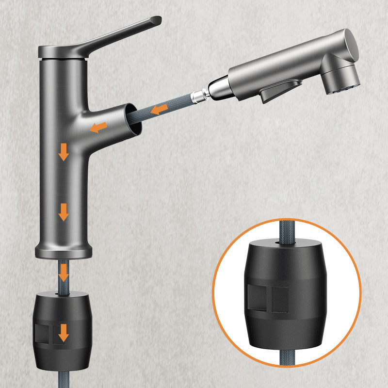 Modern Centerset Faucet Copper Centerset Lavatory Faucet for Bathroom Clearhalo 'Bathroom Remodel & Bathroom Fixtures' 'Bathroom Sink Faucets' 'Bathroom Sinks & Faucet Components' 'bathroom_sink_faucets' 'Home Improvement' 'home_improvement' 'home_improvement_bathroom_sink_faucets' 6667169